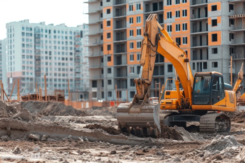 Pelleteuse sur chantier — visite de contrôle terrain